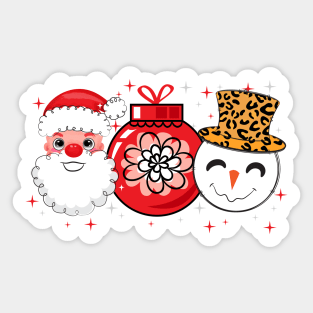 Christmas Santa Claus Snowman Bauble Sticker